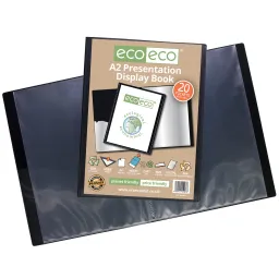 Eco-Eco A2 50% Recycled Presentation Display Book – 20 Pockets Black