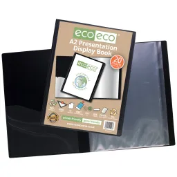 Eco-Eco A2 50% Recycled Presentation Display Book – 20 Pockets Black