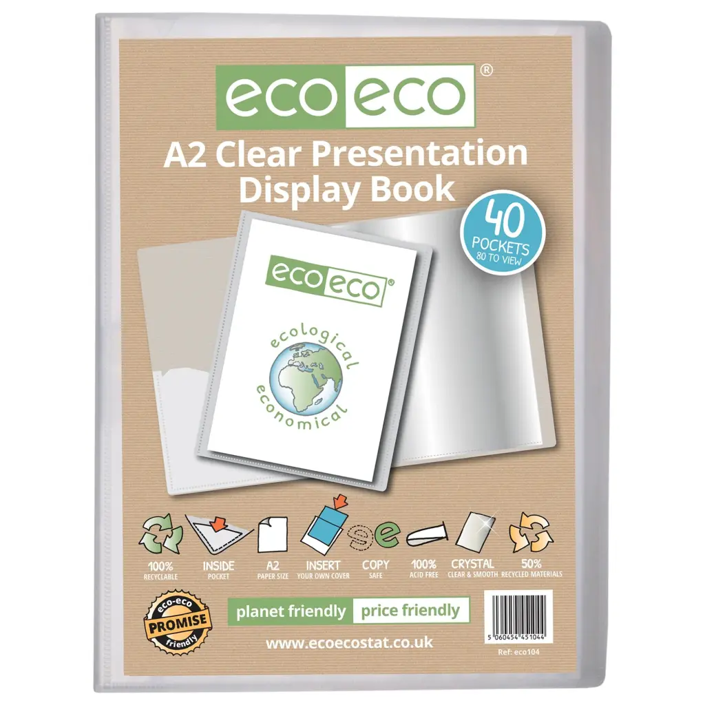 A2 50% Recycled Clear 40 Pocket Presentation Display Book (1)