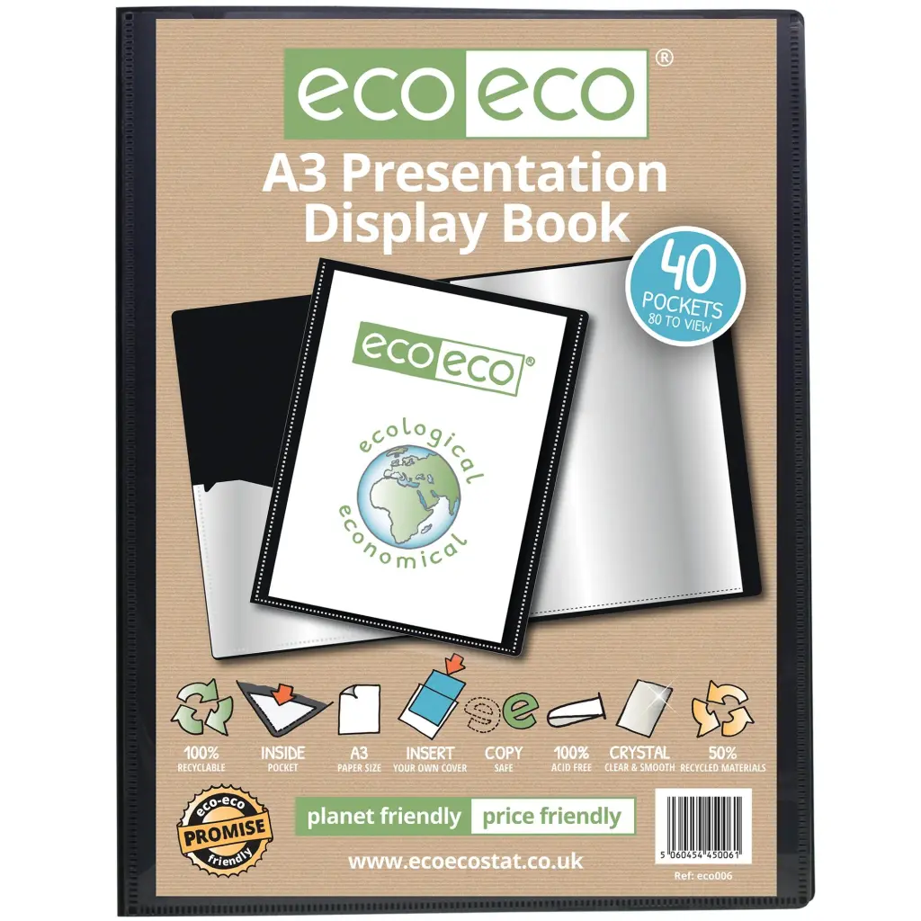 A3 50% Recycled 40 Pocket Presentation Display Book (1)