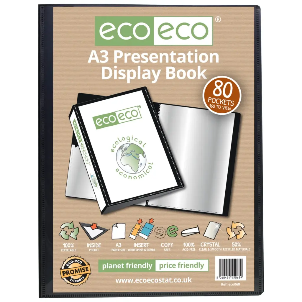 A3 50% Recycled 80 Pocket Presentation Display Book (1)