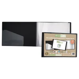 Eco-Eco A4 Landscape 50% Recycled Presentation Display Book – 20 Pockets Black