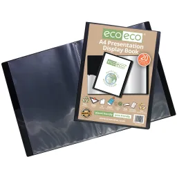 Eco-Eco A4 50% Recycled Presentation Display Book – 20 Pockets Black