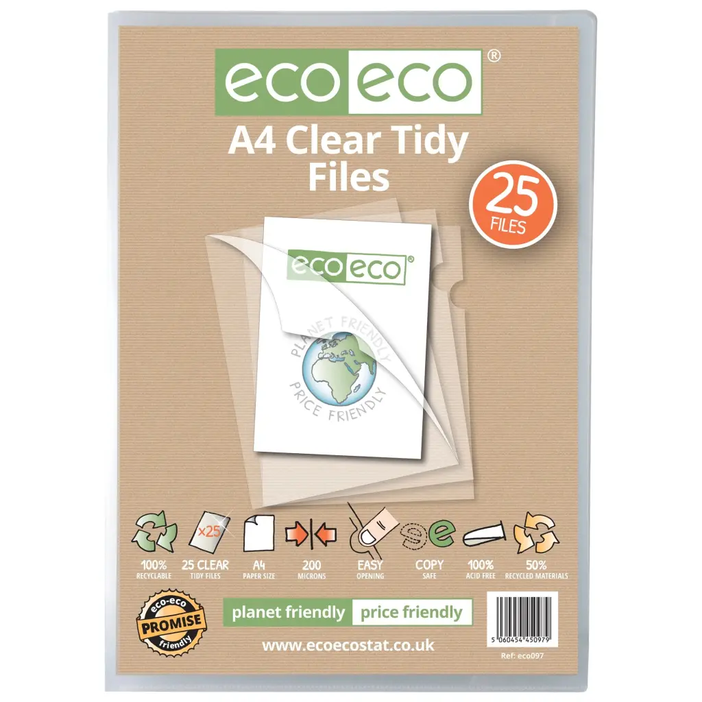 A4 50% Recycled Bag 25 Clear Tidy Files (1)