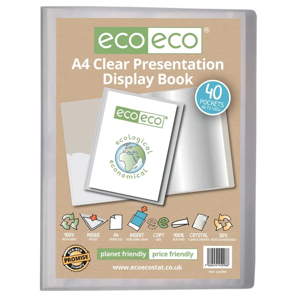 A4 50% Recycled Clear 40 Pocket Presentation Display Book (1)