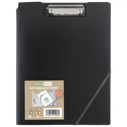 Eco-Eco A4 Fold-Over Clipboard Folder Black – 50% Recycled