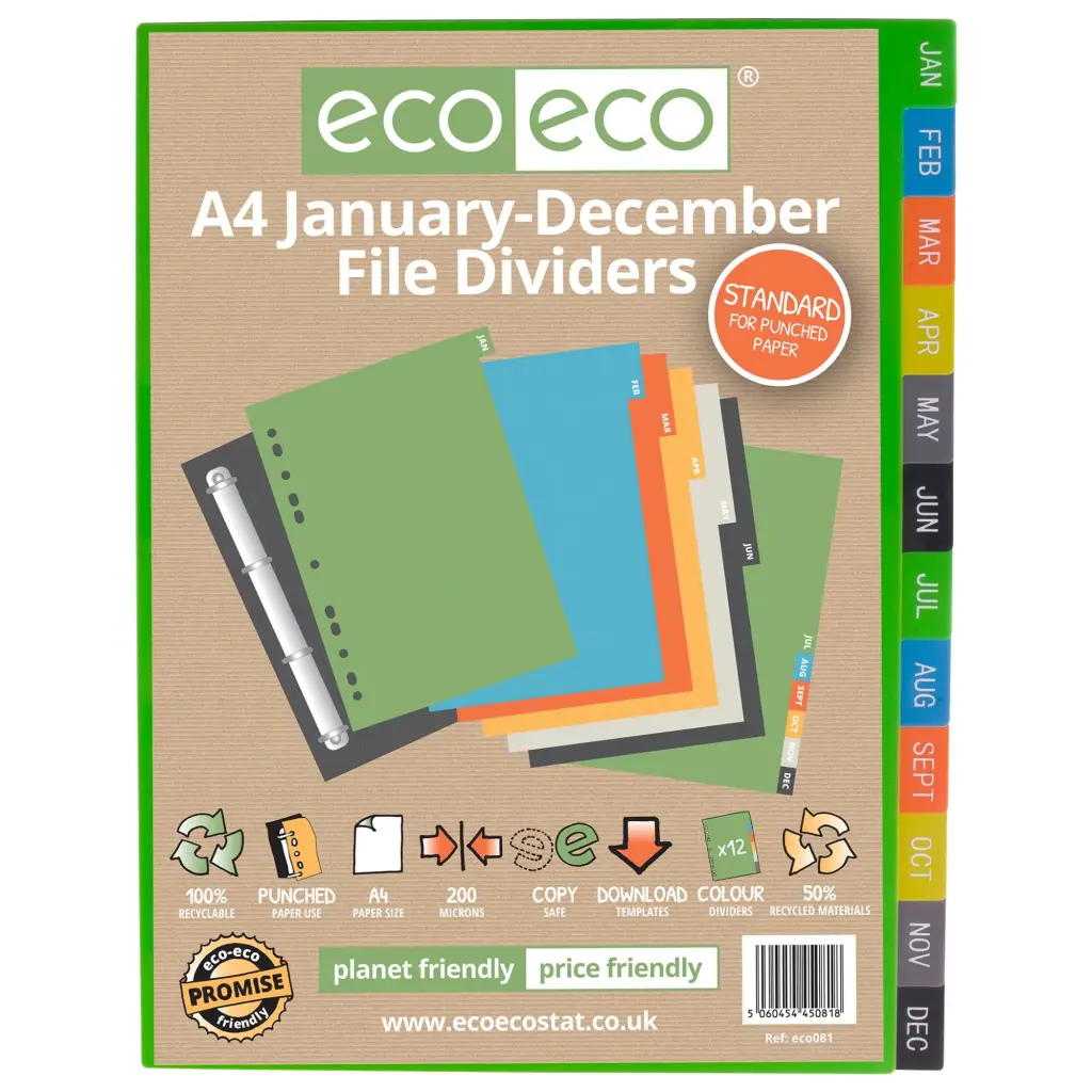 A4 50% Recycled January - December Index File Dividers (1)