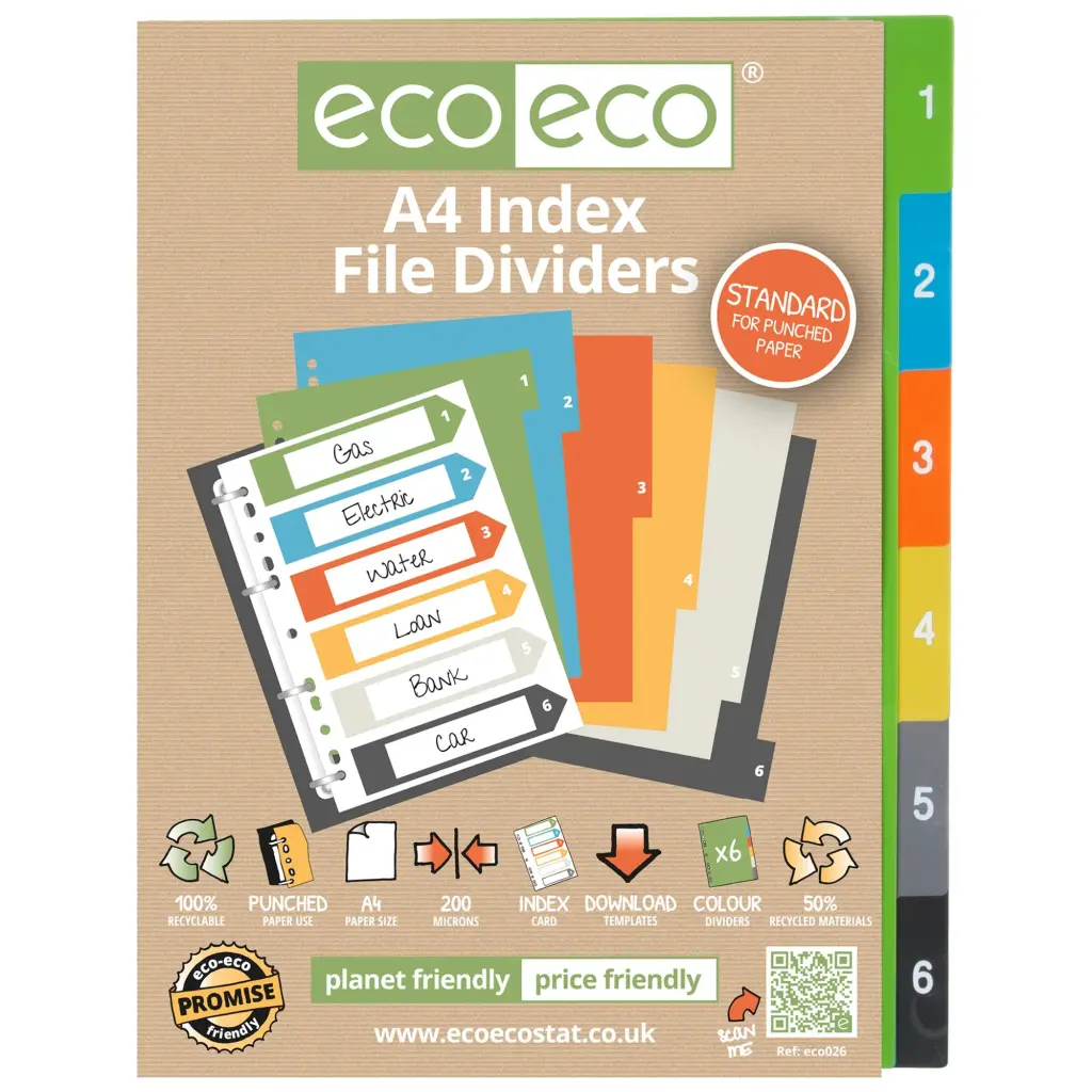A4 50% Recycled Set 6 Index File Dividers (1)