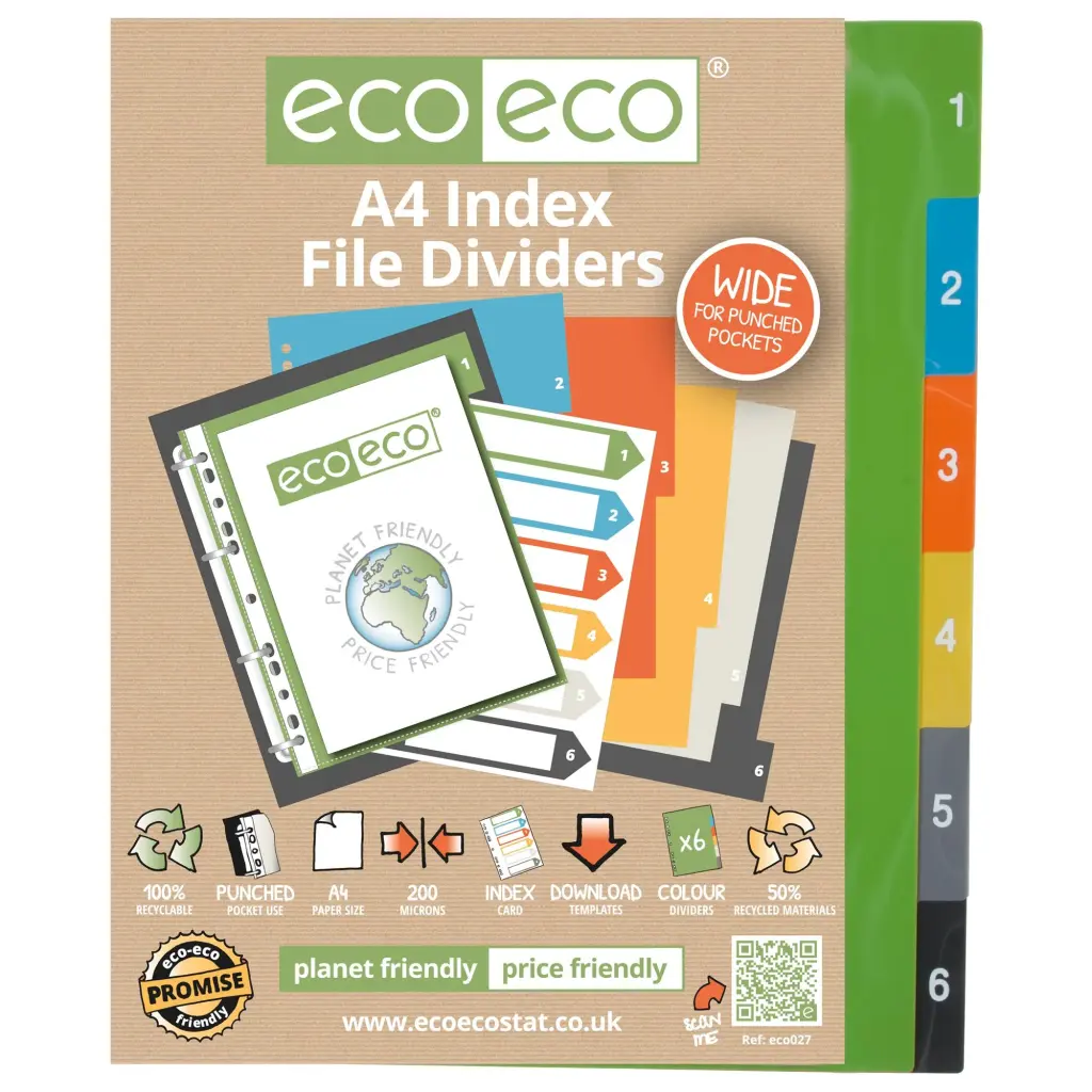 A4 50% Recycled Set 6 Wide Index File Dividers (1)