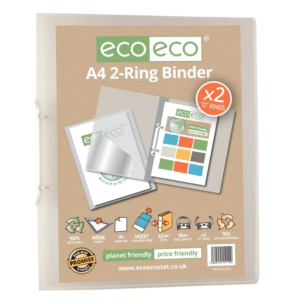 A4 95% Recycled Clear Presentation 2 O Ring Portrait Binder 