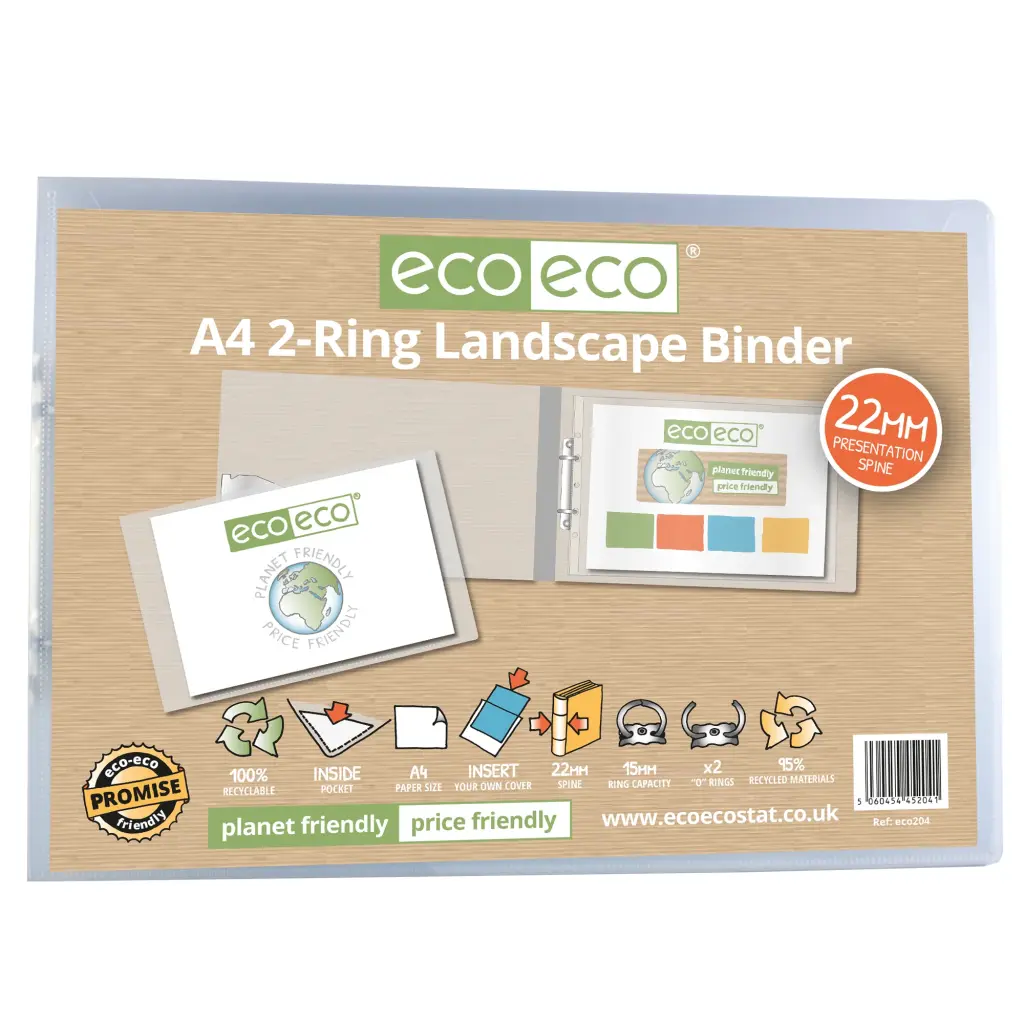 A4 Clear 95% Recycled 2-O Ring Landscape Binder (1)