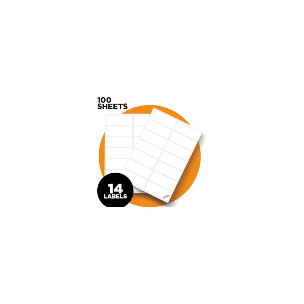 A4 Laser Labels, 99.1x38.1mm, Plain, 14 per sheet BOX 1000 PACK 100