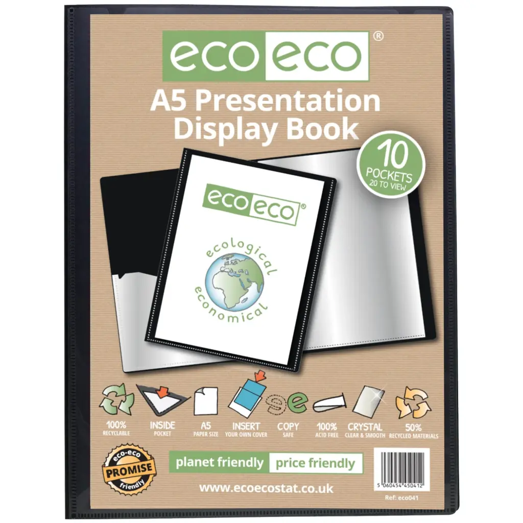 A5 50% Recycled 10 Pocket Presentation Display Book (1)