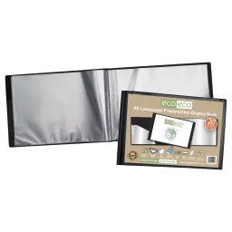 Eco-Eco A5 Landscape 50% Recycled Presentation Display Book – 20 Pockets Black