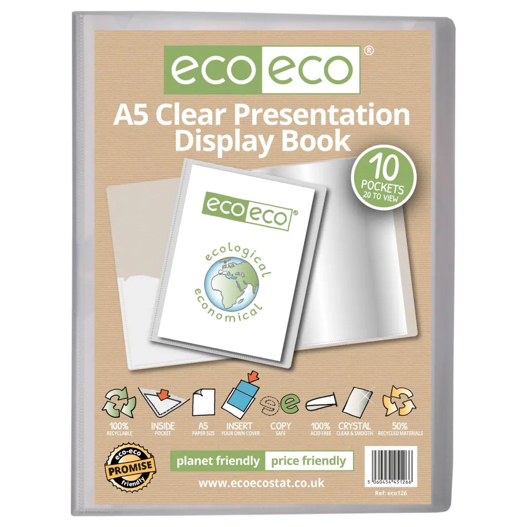 A5 50% Recycled Clear 10 Pocket Presentation Display Book (1)