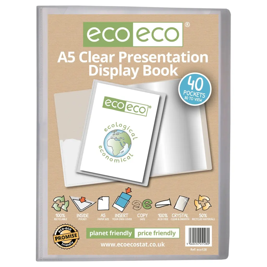 A5 50% Recycled Clear 40 Pocket Presentation Display Book (1)