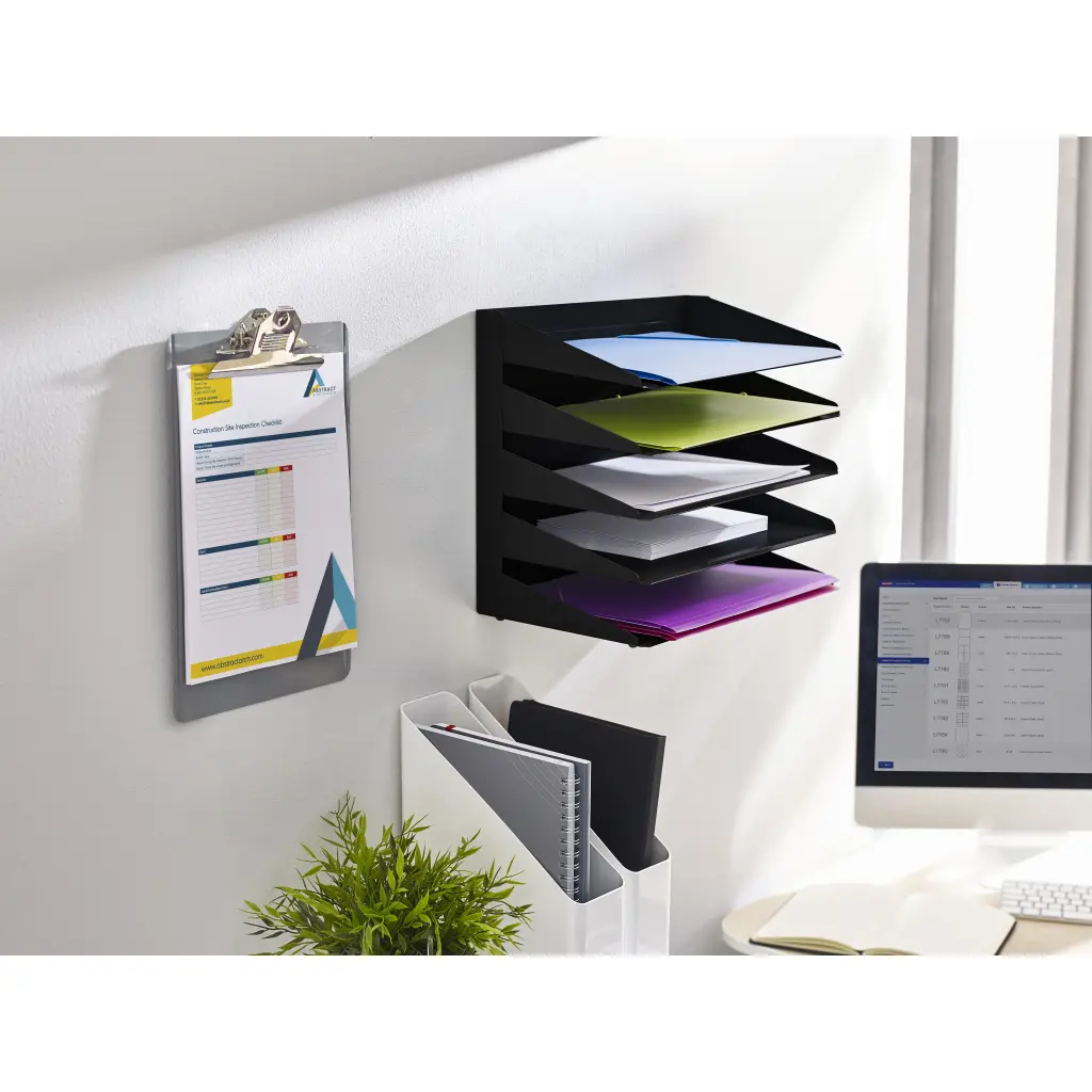 Avery 5-Tier Steel Letter Tray Rack A4/Foolscap Landscape Black - 605SBLK