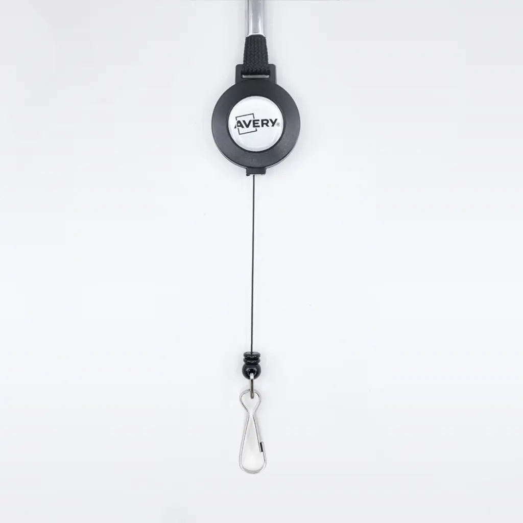 Avery Lanyard Black 40 x 1cm with 60cm Reel (Pack 10) - 4830