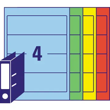 Avery Laser Filing Label Lever Arch File 200x60mm 4 Per A4 Sheet Multicoloured (Pack 80 Labels) - L7171A-20