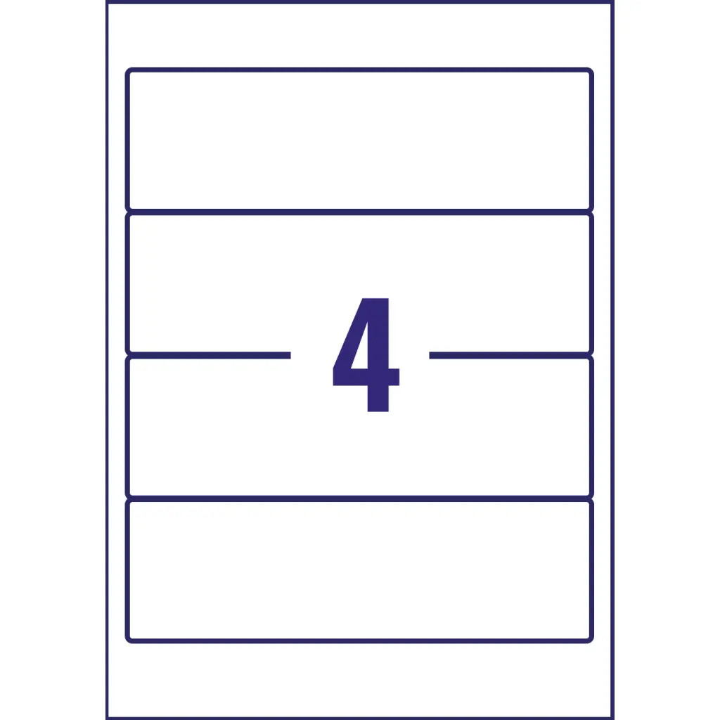 Avery Laser Filing Label Lever Arch File 200x60mm 4 Per A4 Sheet White (Pack 400 Labels) L7171-100