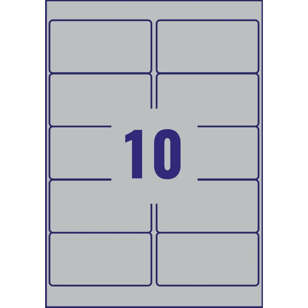 Avery Laser Heavy Duty Label 96x50.8mm 10 Per A4 Sheet Silver (Pack 200 Labels) L6012-20