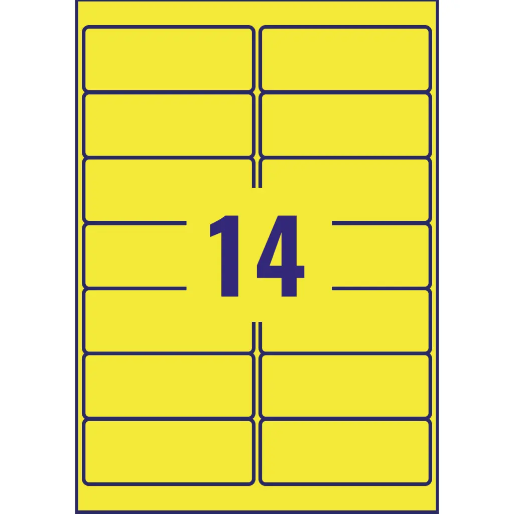 Avery Laser High Visibility Removable Label 99x38mm 14 Per A4 Sheet Neon Yellow (Pack 350 Labels ) L7263Y-25