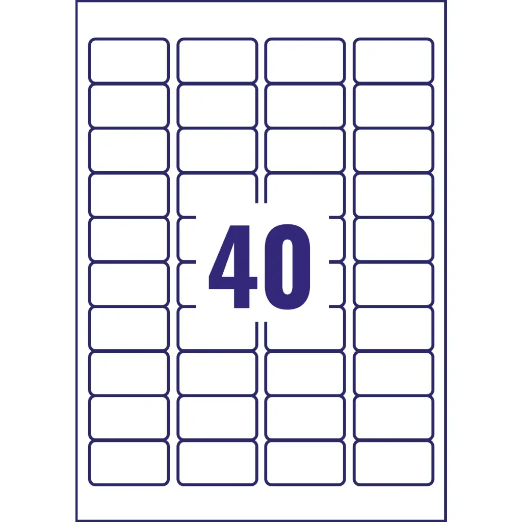 Avery Laser Mini Label 45.7x25.4mm 40 Per A4 Sheet White (Pack 1000 Labels) L7654-25