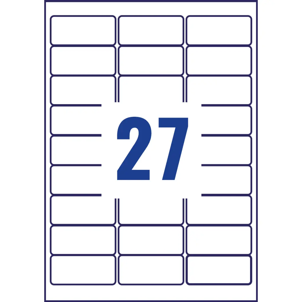 Avery Multipurpose Mini Removable Label 63.5x29.6mm 27 Per A4 Sheet White (Pack 675 Labels) L4737REV-25