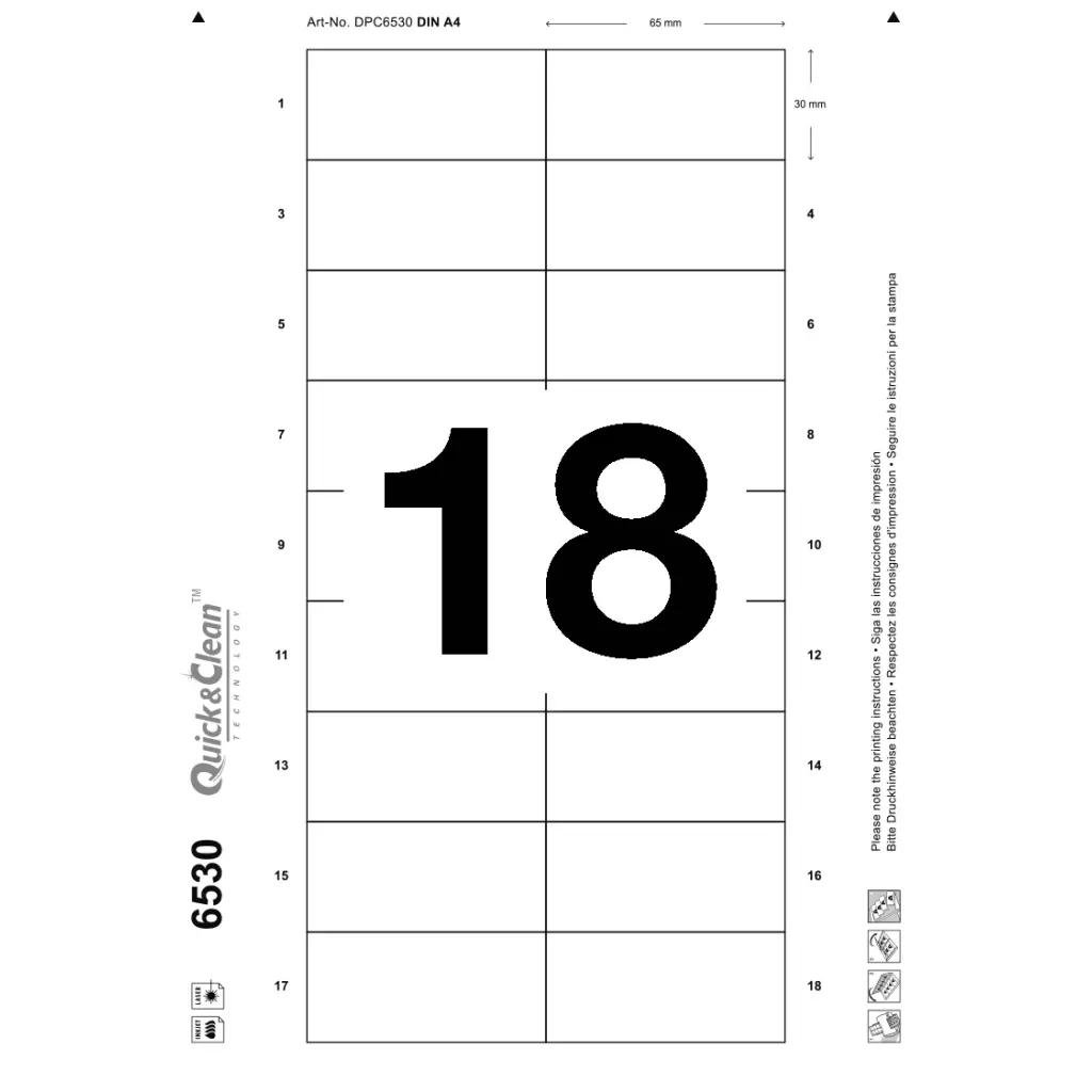 Avery Printable Inserts 65mm x 30mm All printer types 180 Inserts / 10 Sheets - 6530