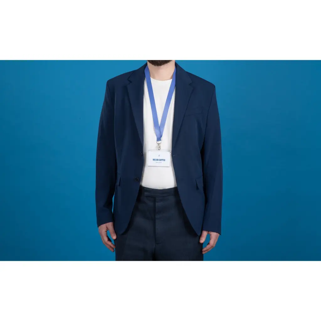 Avery Recycled Blue/White Pre-Printed Lanyard with 2cm Wide Carabiner - R4828WB-1
