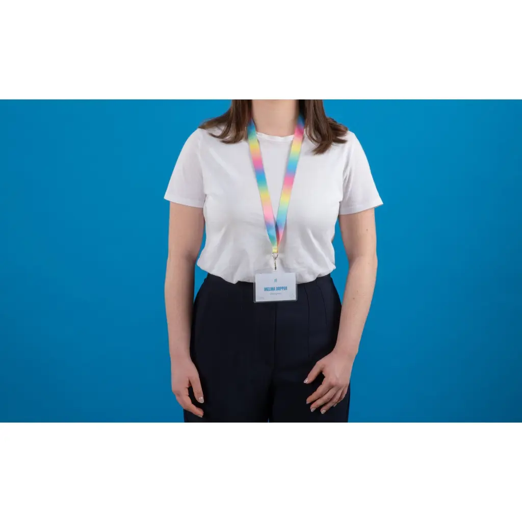 Avery Recycled Rainbow Pre-Printed Lanyard with 2cm Wide Carabiner (Pack 1) - R4828RA-1
