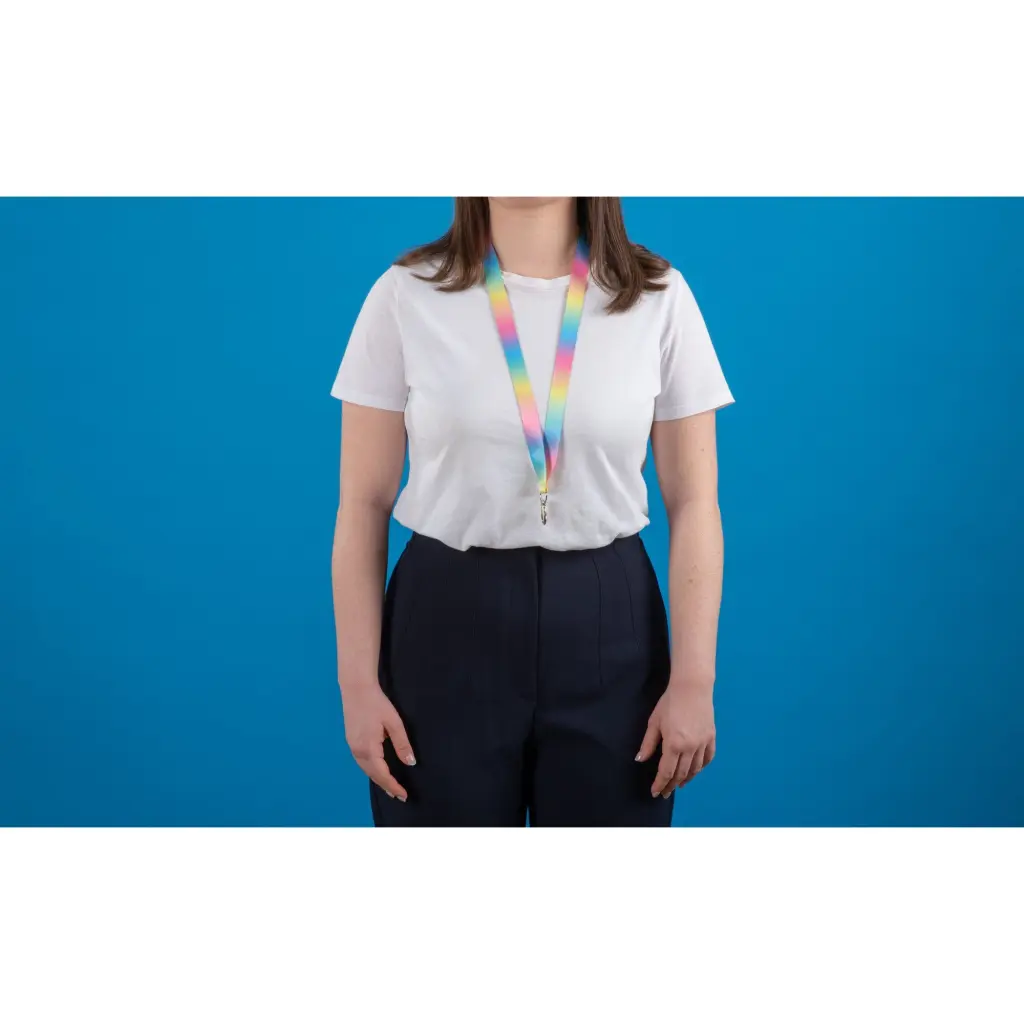 Avery Recycled Rainbow Pre-Printed Lanyard with 2cm Wide Carabiner (Pack 1) - R4828RA-1