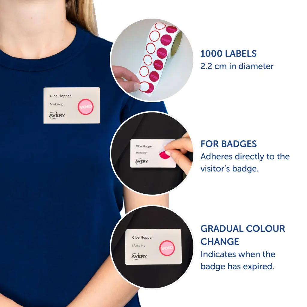 Avery Self-Adhesive Paper Badges with Time-Expiring Dots (Pack 1000) - 4852E-THR