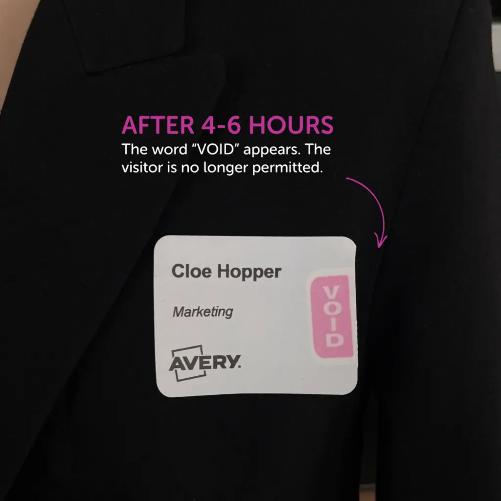 Avery Self-Adhesive Visitor Paper Badges with Time-Expiring Tabs (Pack 250) - 4851E-THR