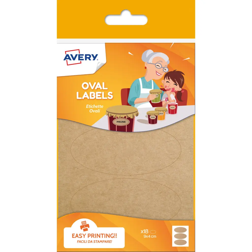Avery UK Kraft Labels 41 x 89 mm Brown (Pack 18 Labels) - OVKR18.UK