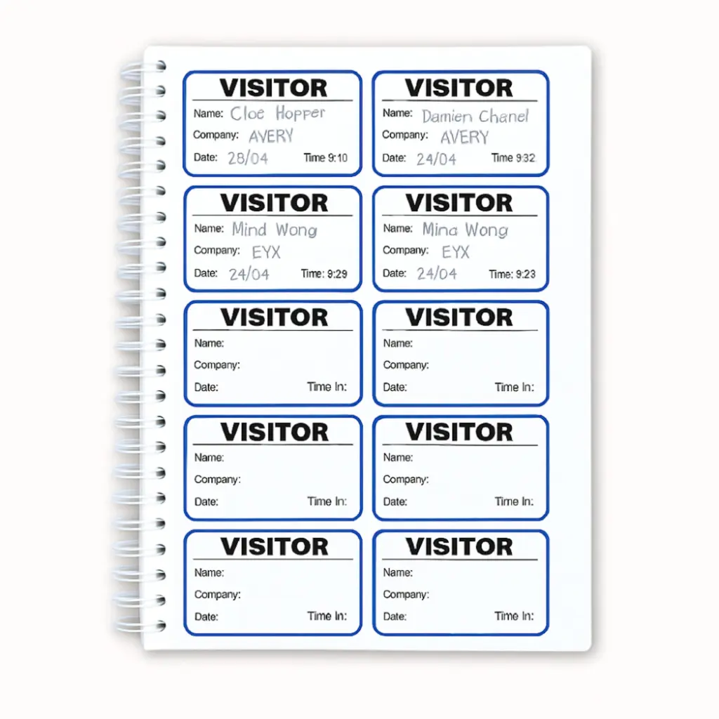 Avery Visitor Badge Sign-In Book Includes 250 Paper Badges (Pack 1 Book + 250 Badges) - 4850S-THR.UK