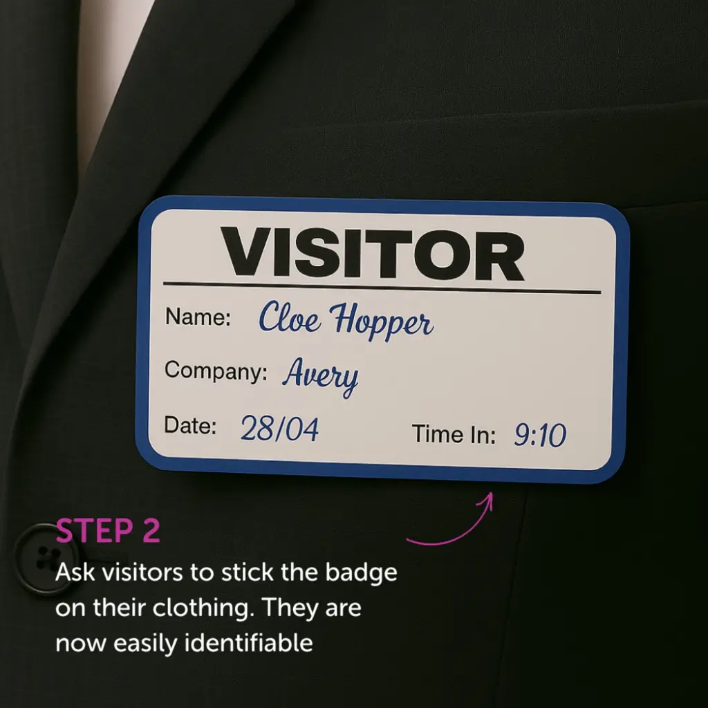 Avery Visitor Badge Sign-In Book Includes 250 Paper Badges (Pack 1 Book + 250 Badges) - 4850S-THR.UK