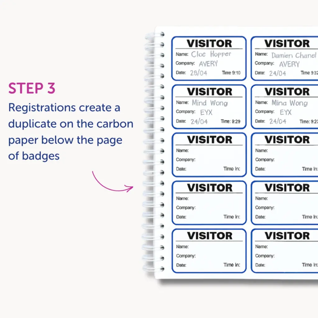 Avery Visitor Badge Sign-In Book Includes 250 Paper Badges (Pack 1 Book + 250 Badges) - 4850S-THR.UK