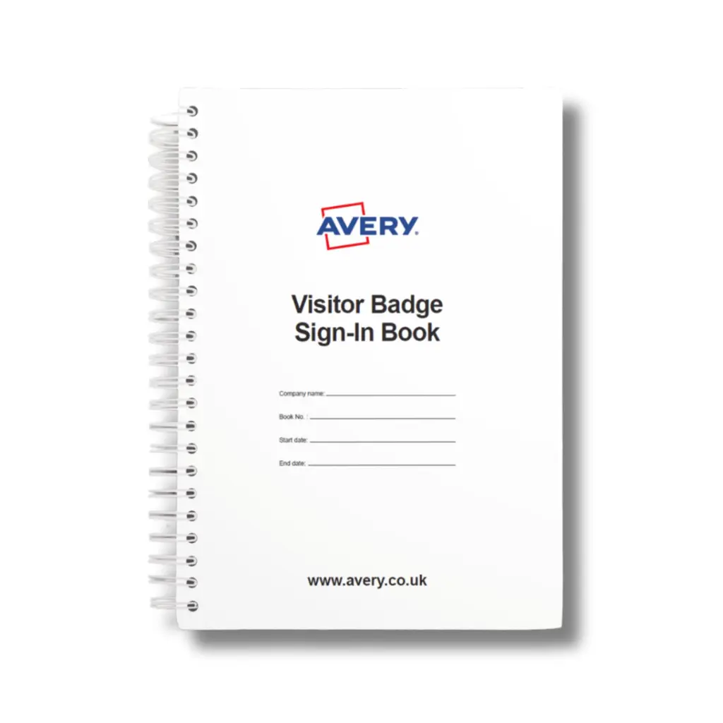 Avery Visitor Badge Sign-In Book Includes 250 Paper Badges (Pack 1 Book + 250 Badges) - 4850S-THR.UK