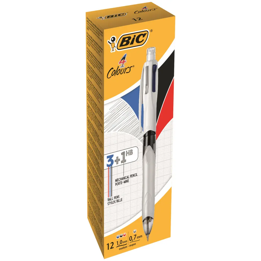 BIC 4 Colours Ballpoint Pen and Mechanical Pencil Pack of 12