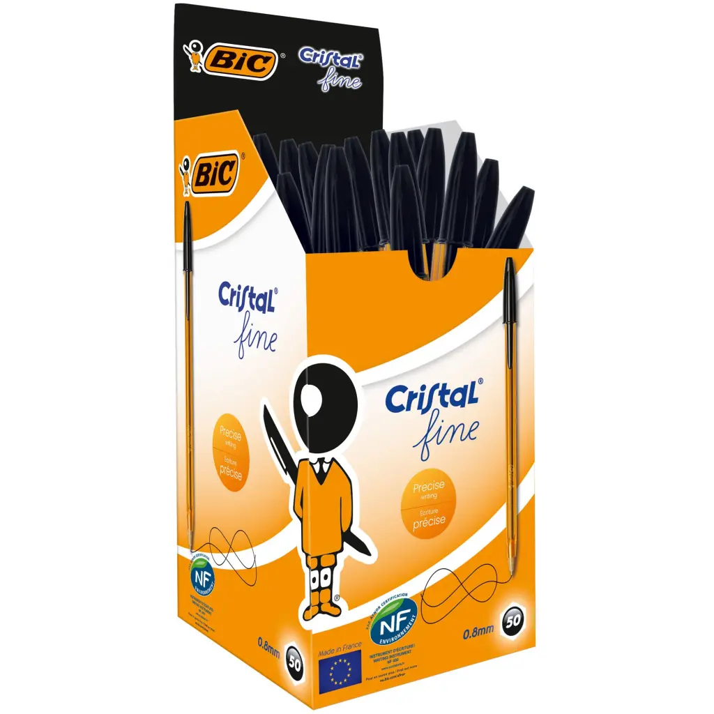 BIC Cristal Black Fine Ballpoint Pen Pack of 50