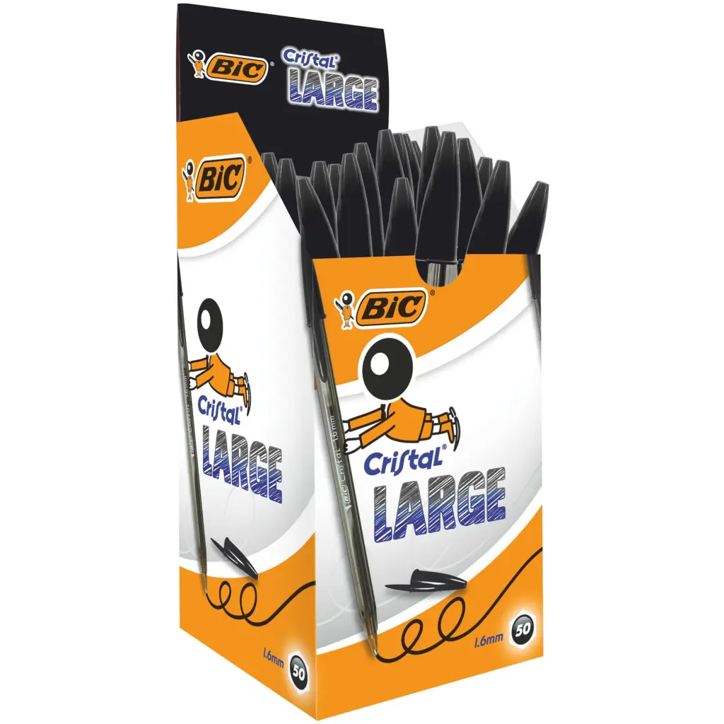 BIC Cristal Black Large Ballpoint Pen Pack of 50