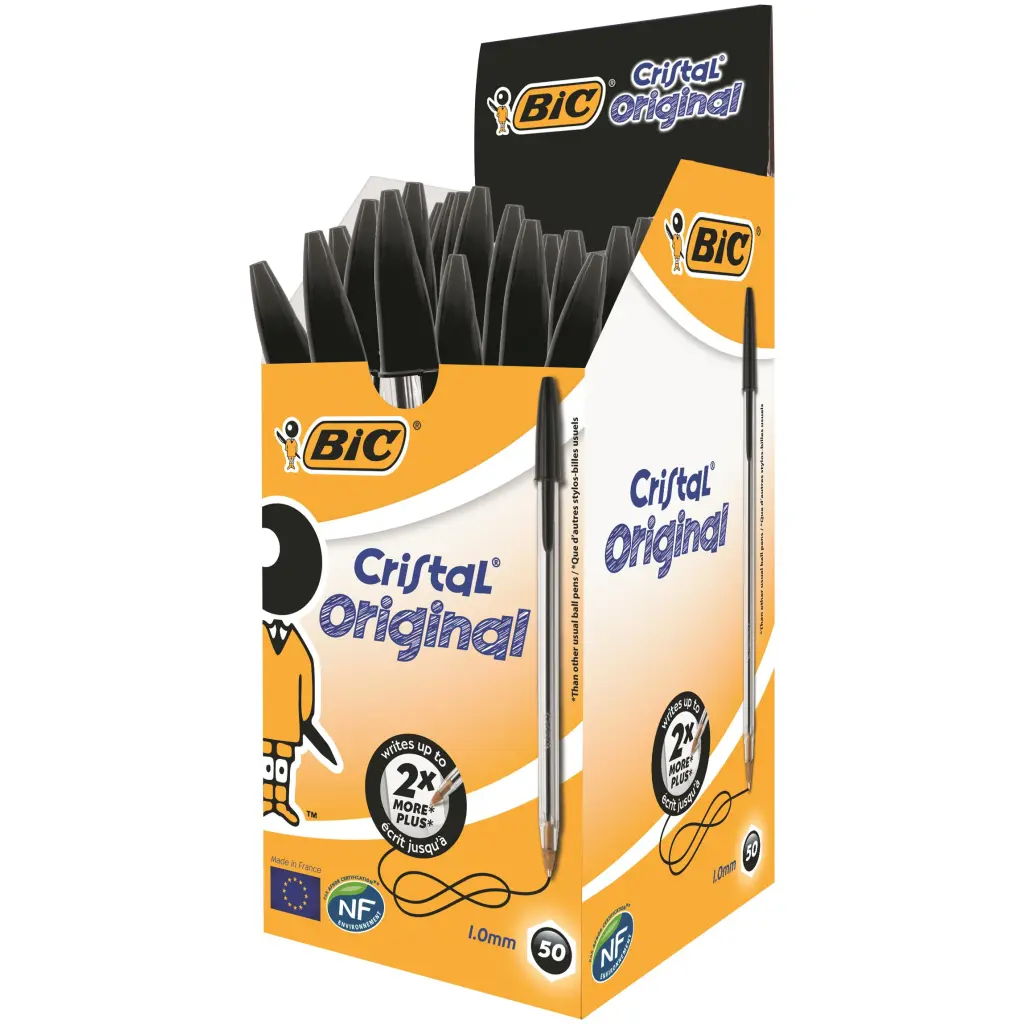 BIC Cristal Black Medium Ballpoint Pen Pack of 50