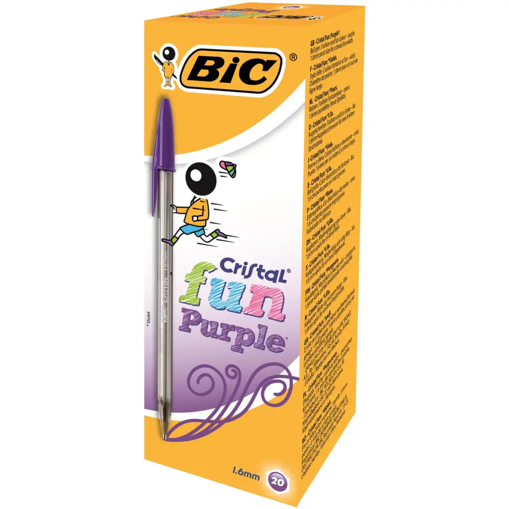 BIC Cristal Fun Purple Ballpoint Pen Large Pack of 20