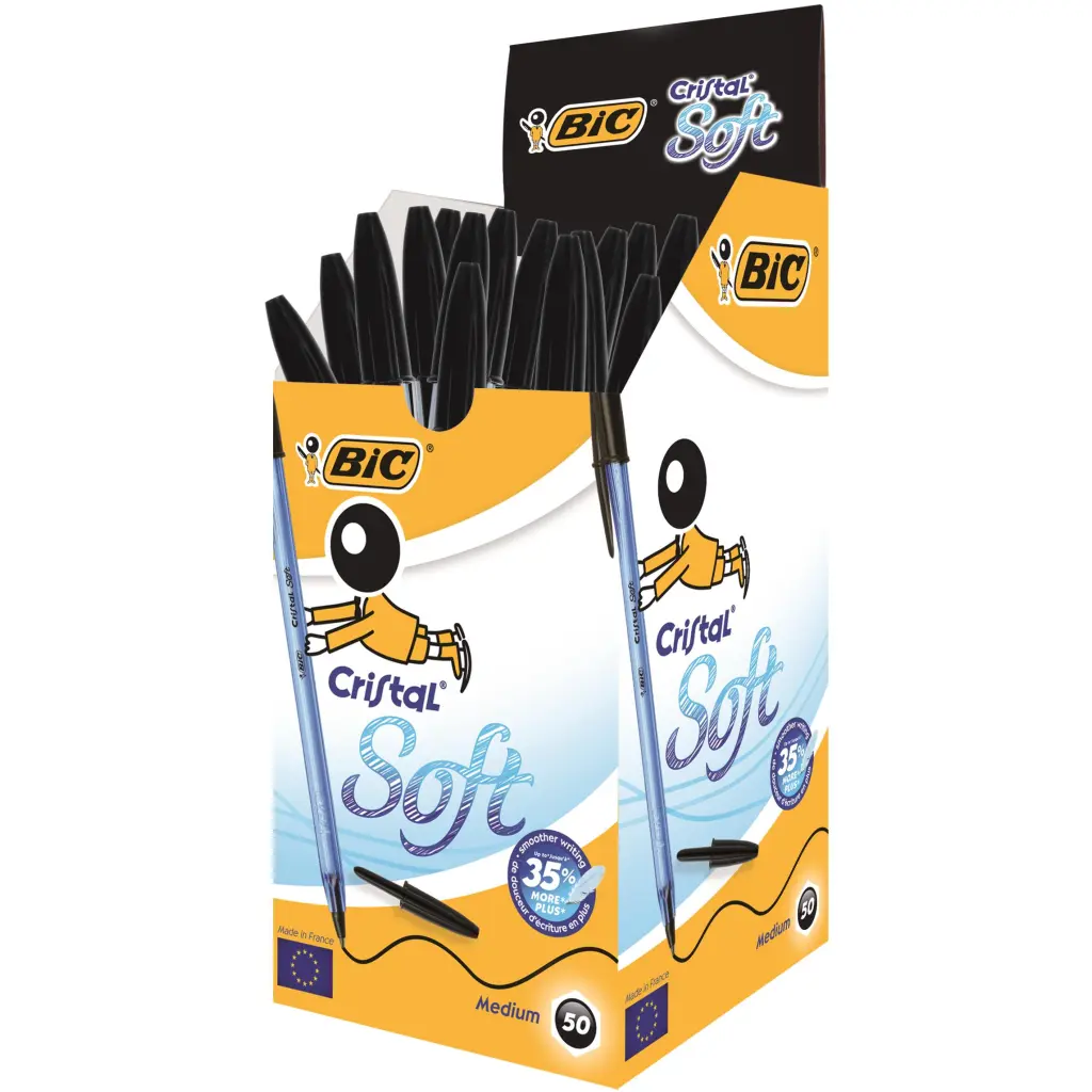 BIC Cristal Soft Ball Pen Black Medium Pack of 50