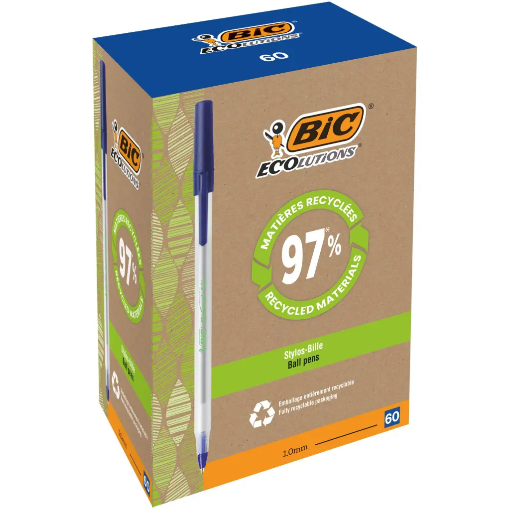 BIC Ecolutions Blue Stic Ball Pen Pack of 60