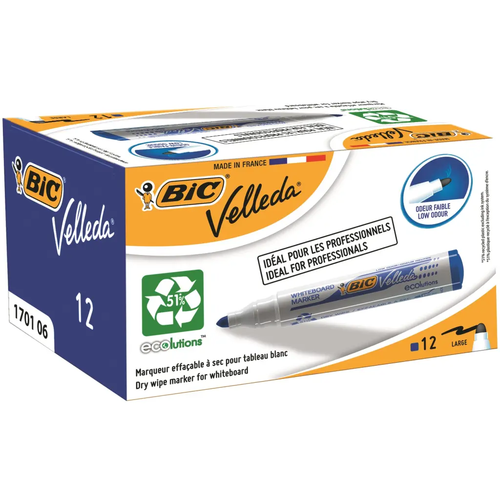 BIC Velleda 1701 Whiteboard Marker Bullet Tip 1.5mm Line Blue Pack of 12