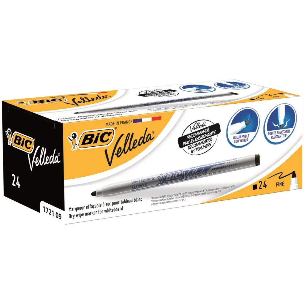 BIC Velleda 1721 Whiteboard MarkerFine Black Pack of 24