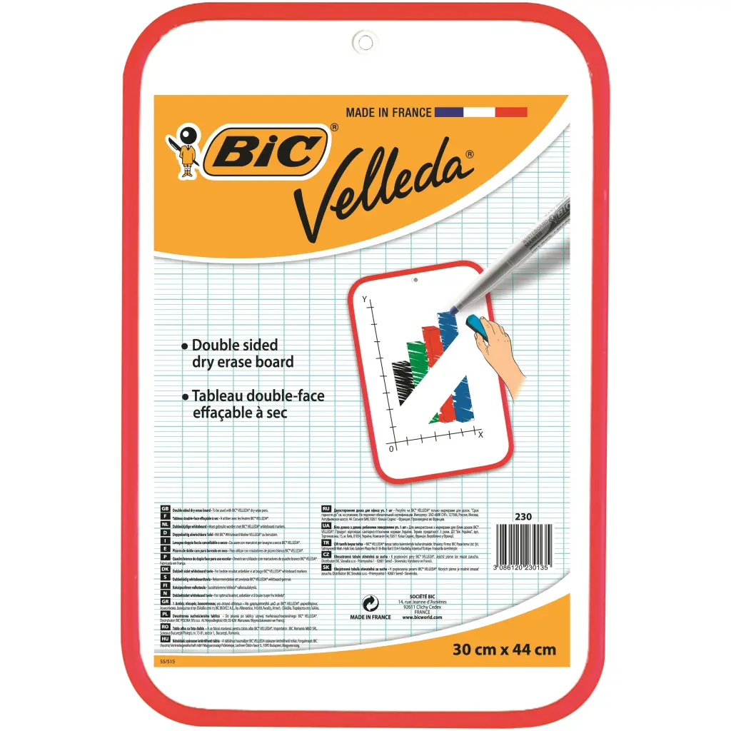 BIC Velleda Dry Wipe Board 300 x 440mm Red