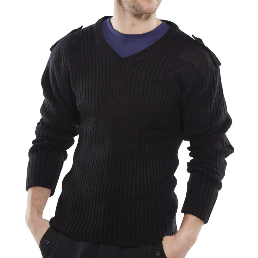 Beeswift Acrylic Mod V-Neck Sweater Black XL
